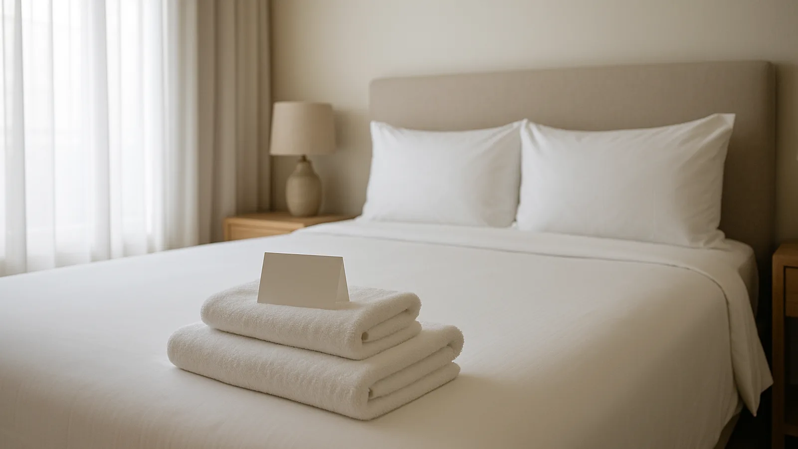 A tidy vacation rental bedroom ready for a guest arrival